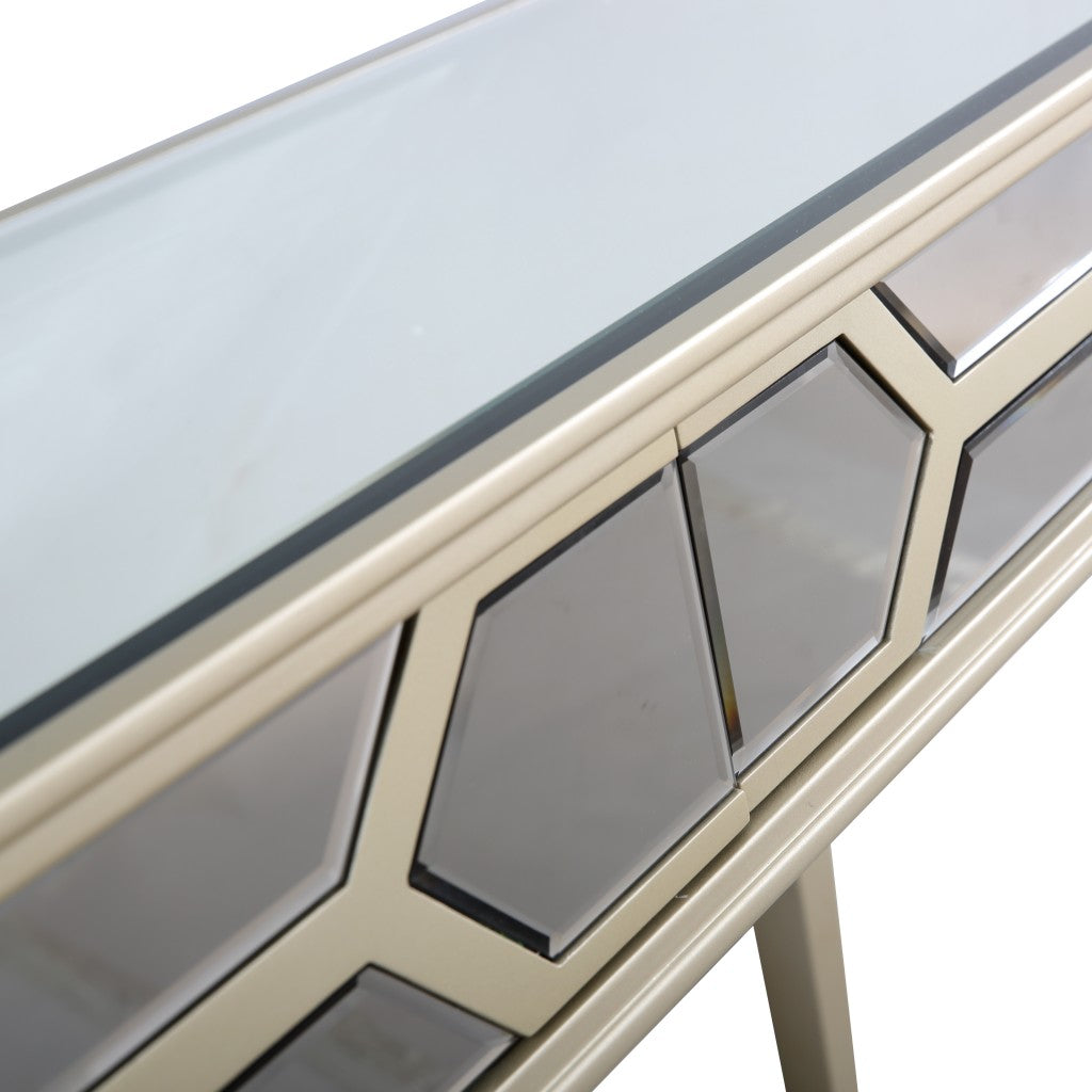 HomeRoots Mirrored Console Table With Antiqued Silver Finish