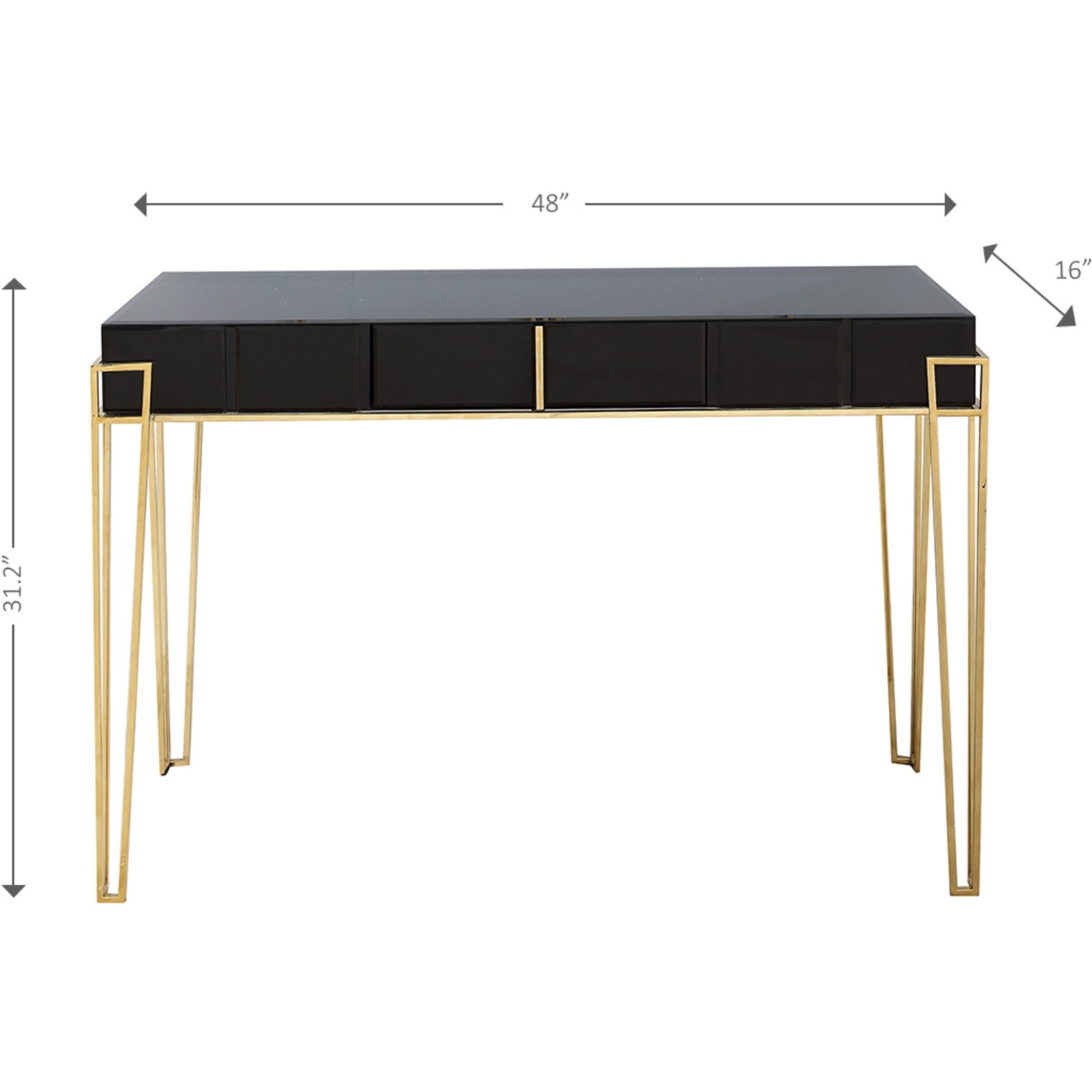 HomeRoots Mirrored Console Table in Black Finish