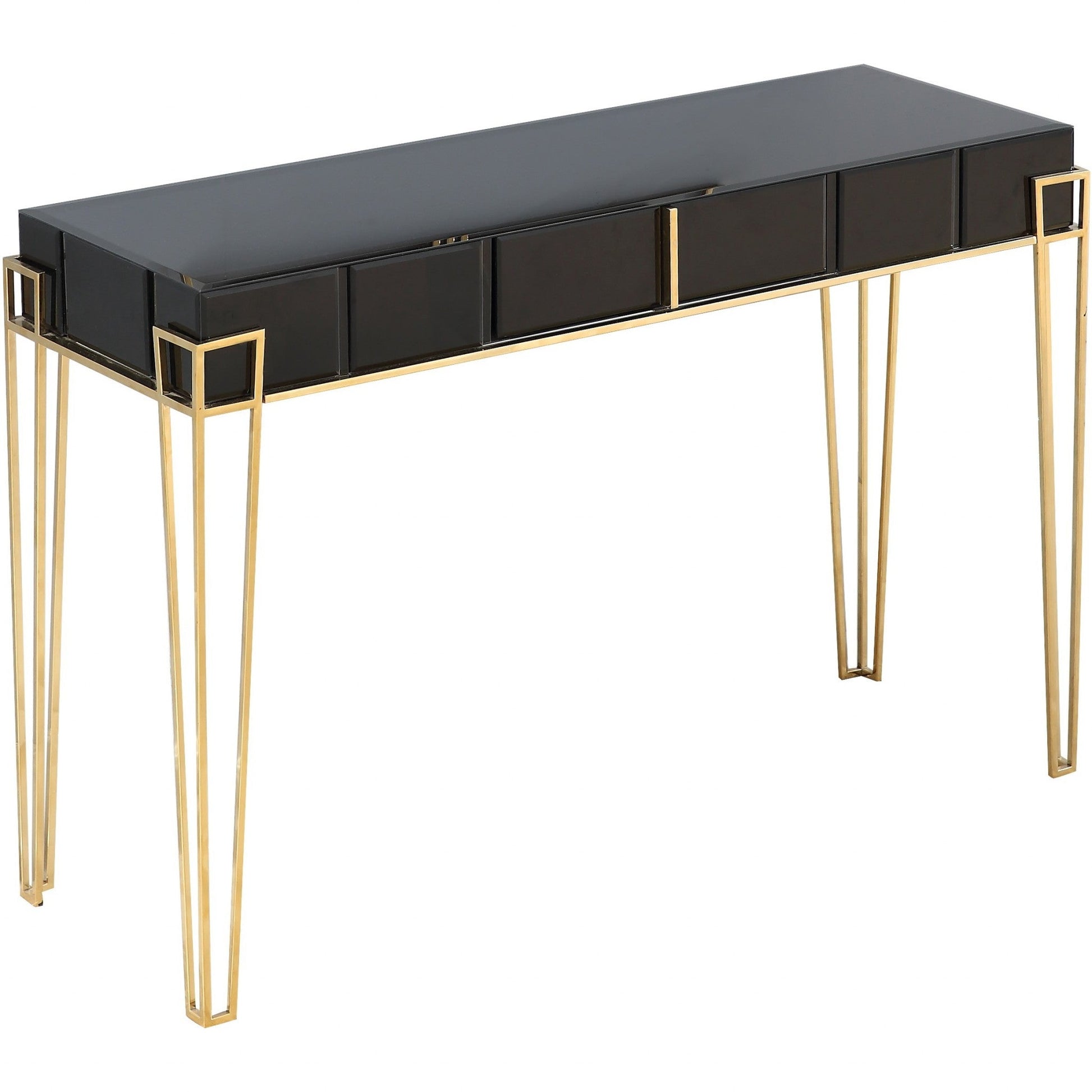 HomeRoots Mirrored Console Table in Black Finish