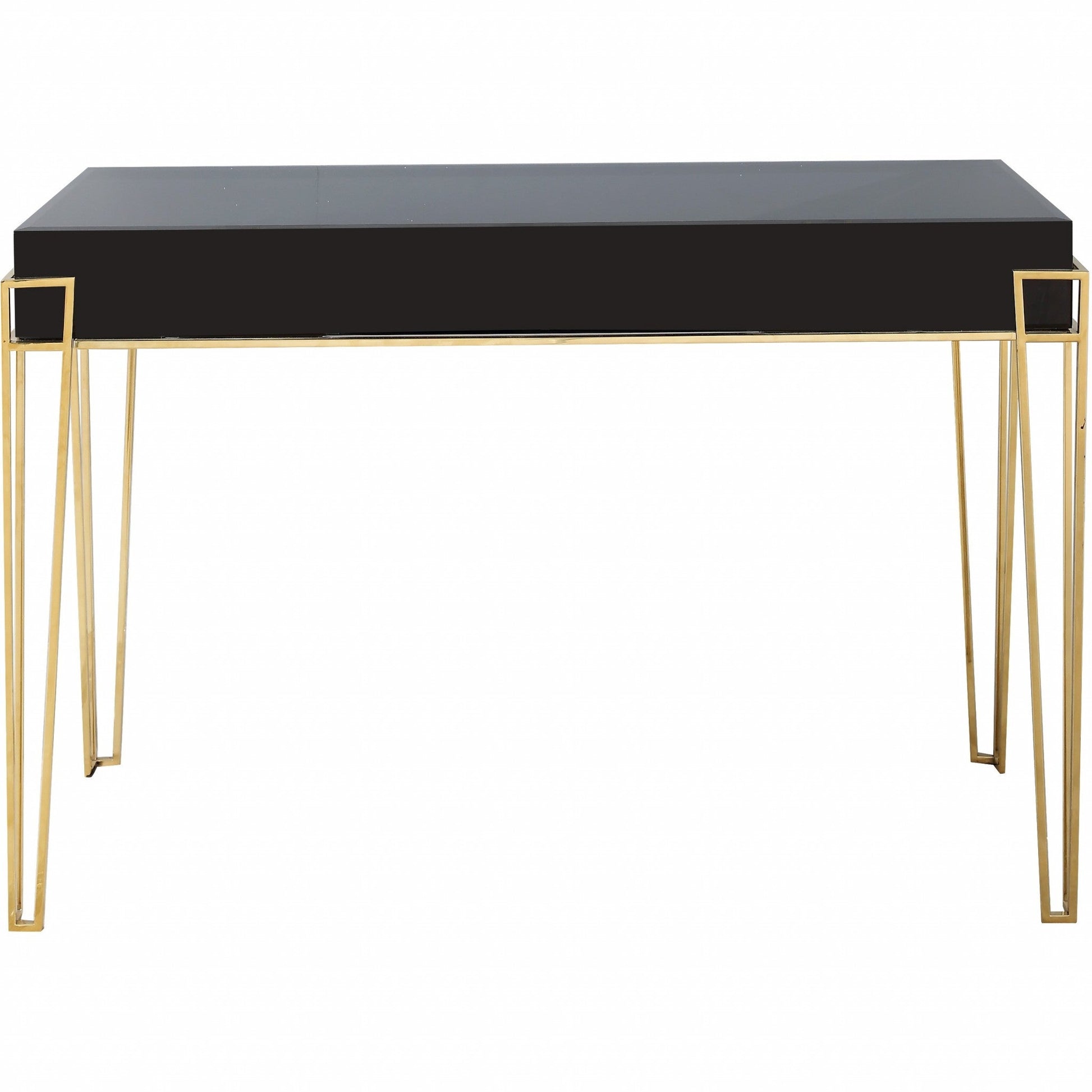 HomeRoots Mirrored Console Table in Black Finish