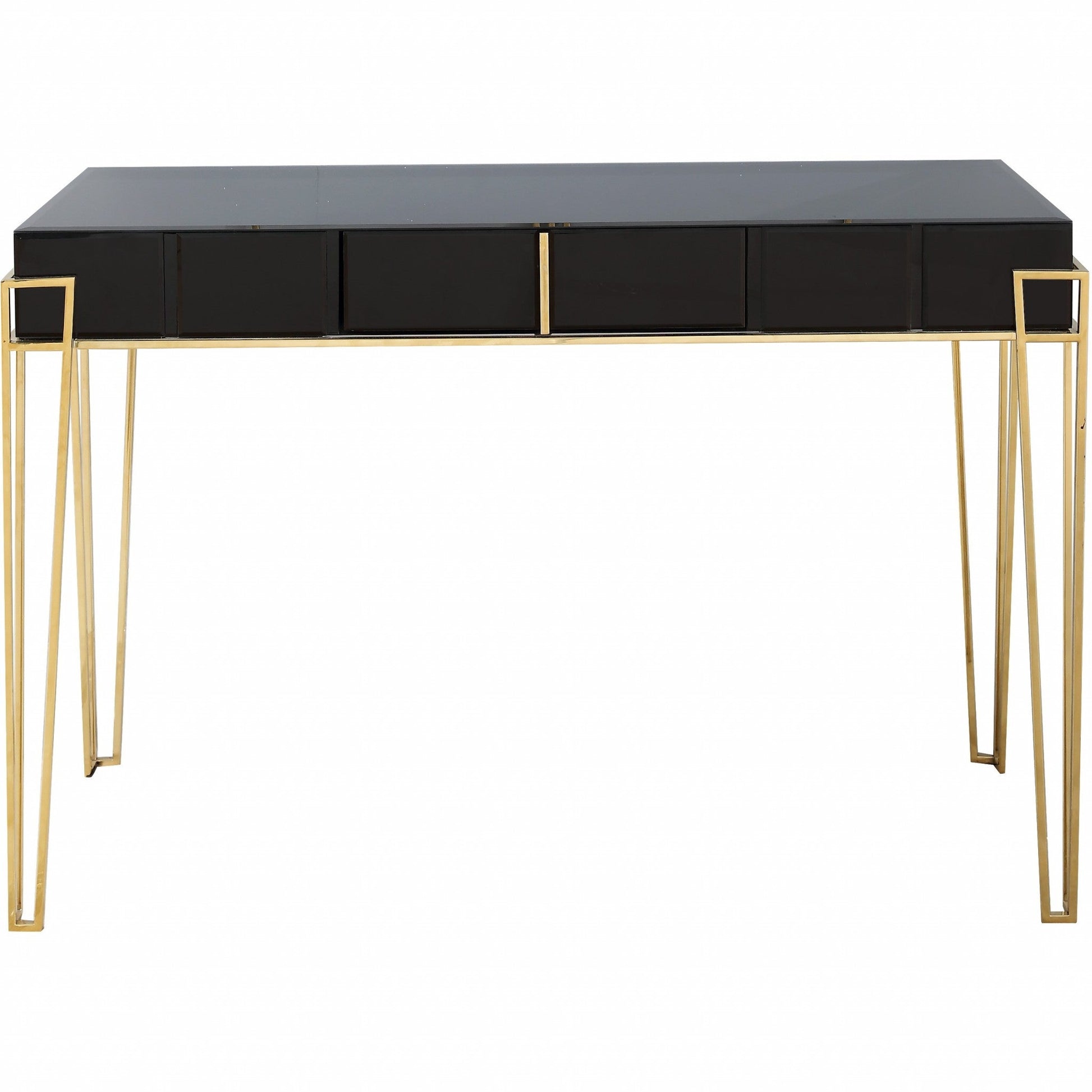 HomeRoots Mirrored Console Table in Black Finish