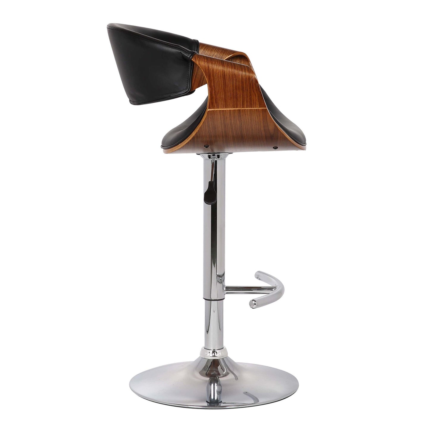 HomeRoots Mod Adjustable Black Faux Leather Swivel Bar Stool