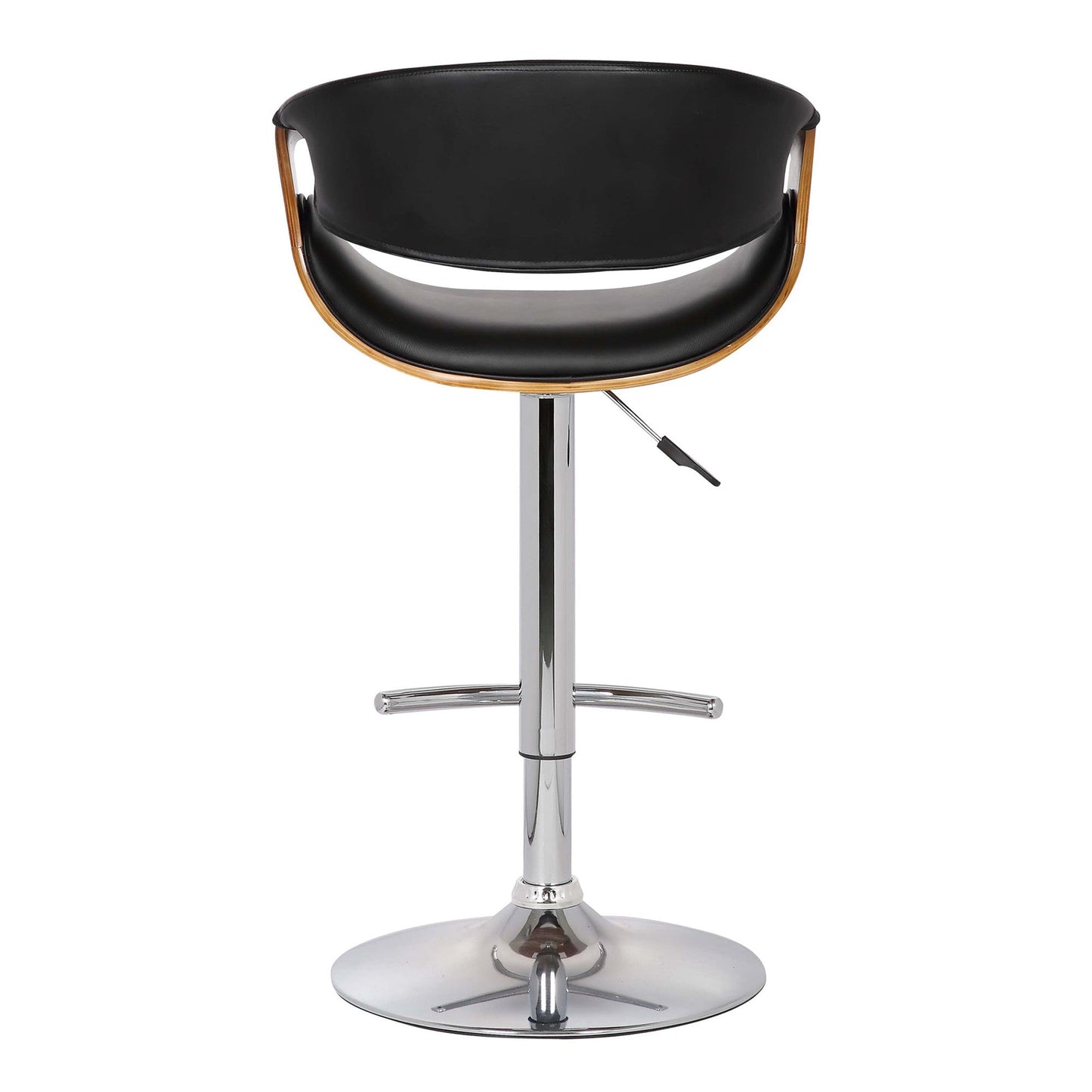 HomeRoots Mod Adjustable Black Faux Leather Swivel Bar Stool