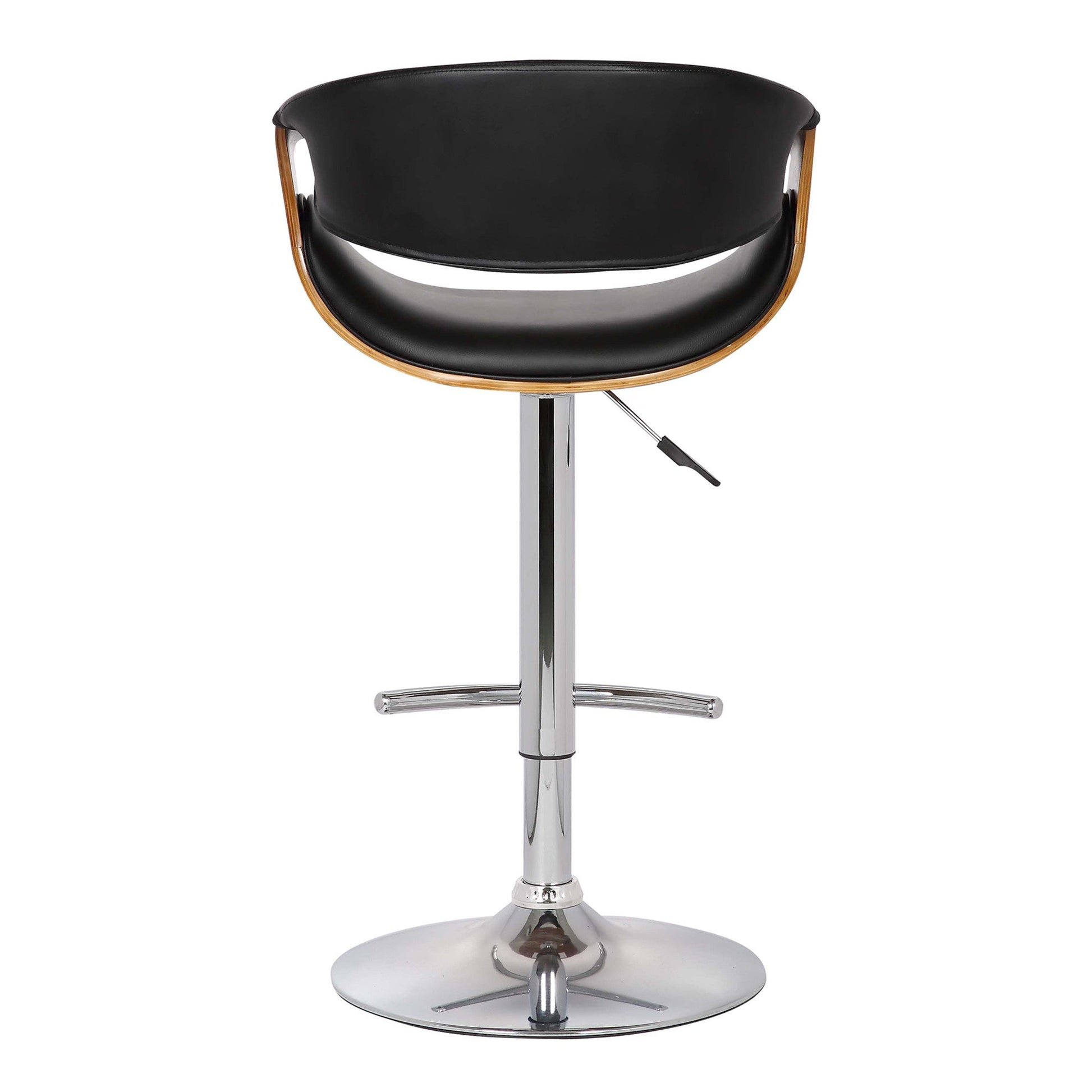 HomeRoots Mod Adjustable Black Faux Leather Swivel Bar Stool