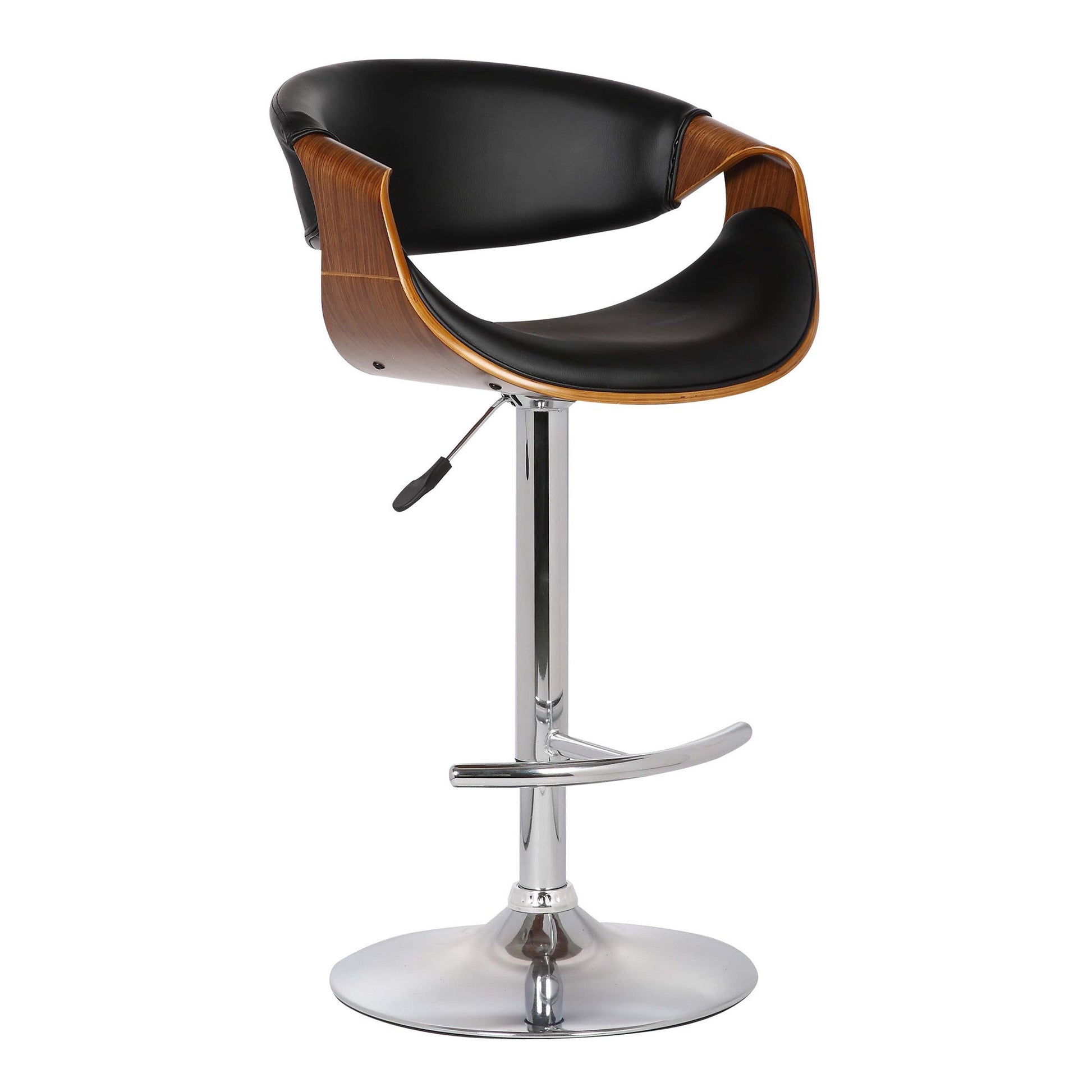 HomeRoots Mod Adjustable Black Faux Leather Swivel Bar Stool