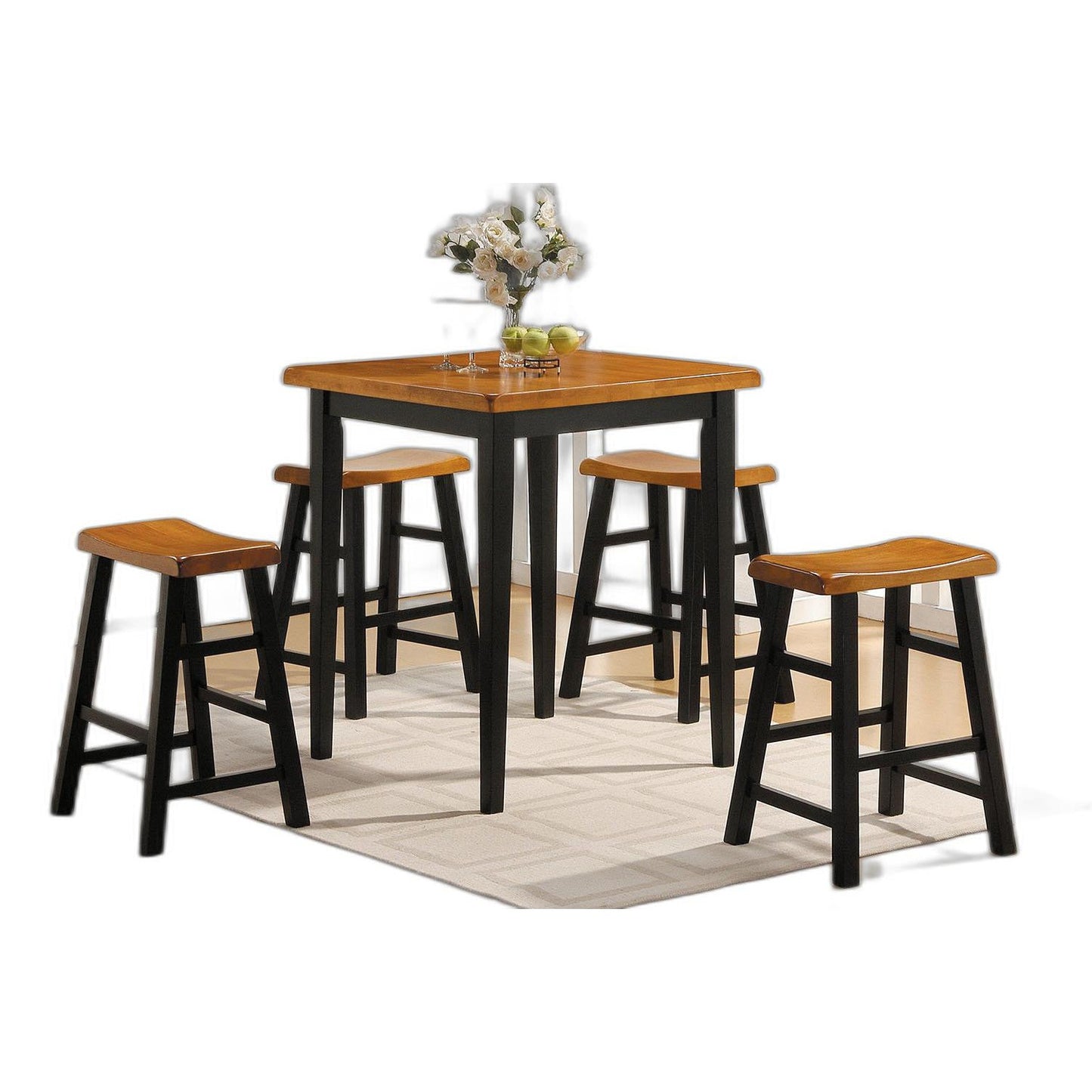 HomeRoots Mod Black And Natural Counter Height Five Piece Dining Set