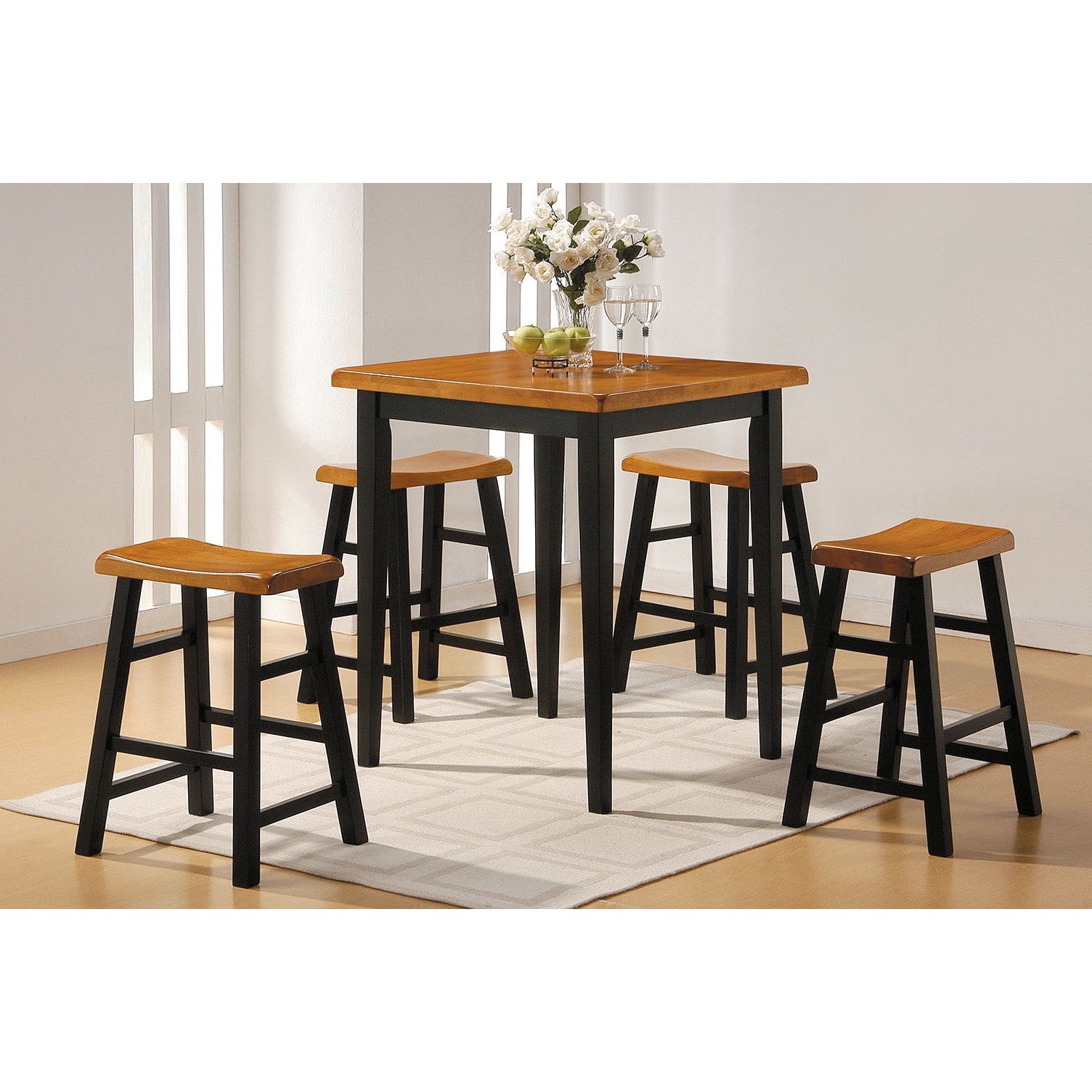 HomeRoots Mod Black And Natural Counter Height Five Piece Dining Set