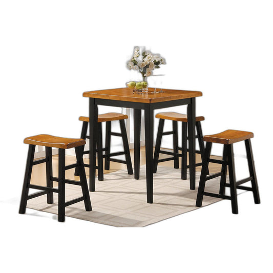 HomeRoots Mod Black And Natural Counter Height Five Piece Dining Set