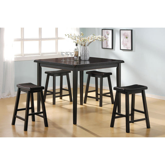 HomeRoots Mod Black Counter Height Five Piece Dining Set