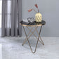 HomeRoots Mod Black Glass and Geo Gold End Table