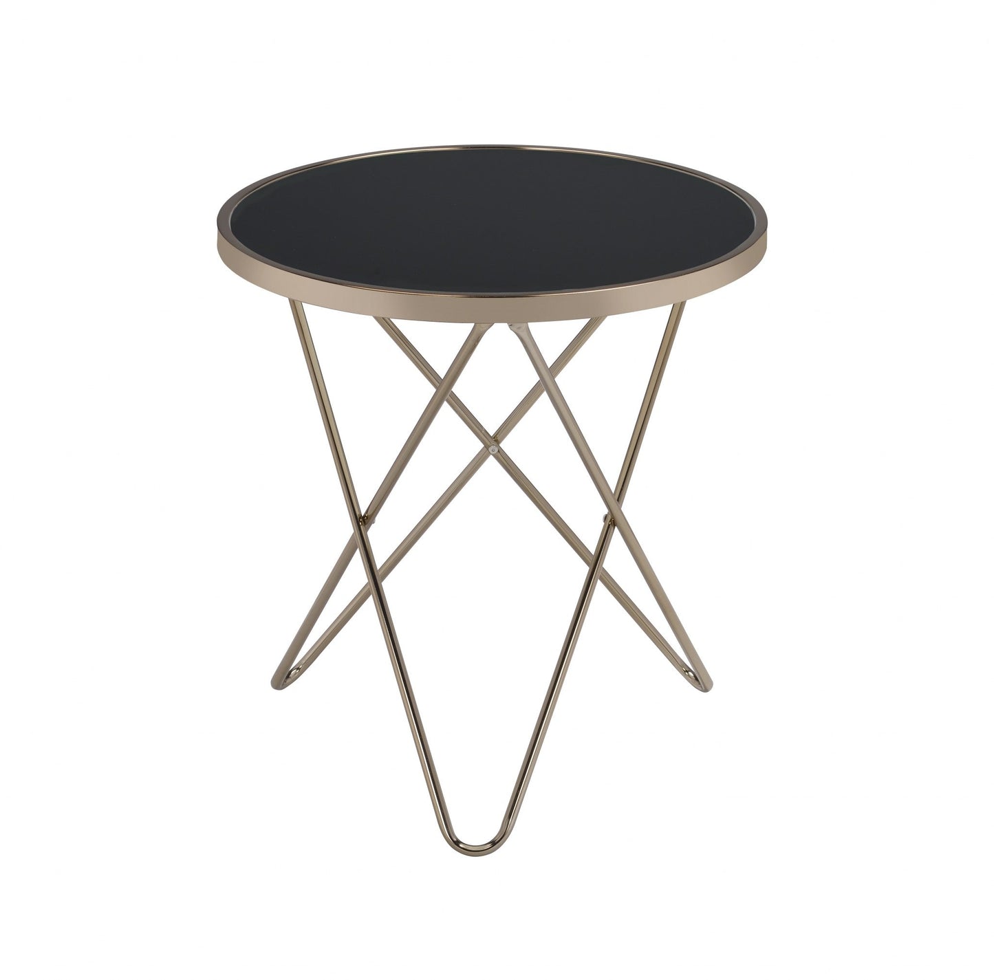 HomeRoots Mod Black Glass and Geo Gold End Table