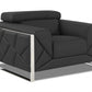 HomeRoots Mod Charcoal Gray Leather and Chrome Deco Accent Chair
