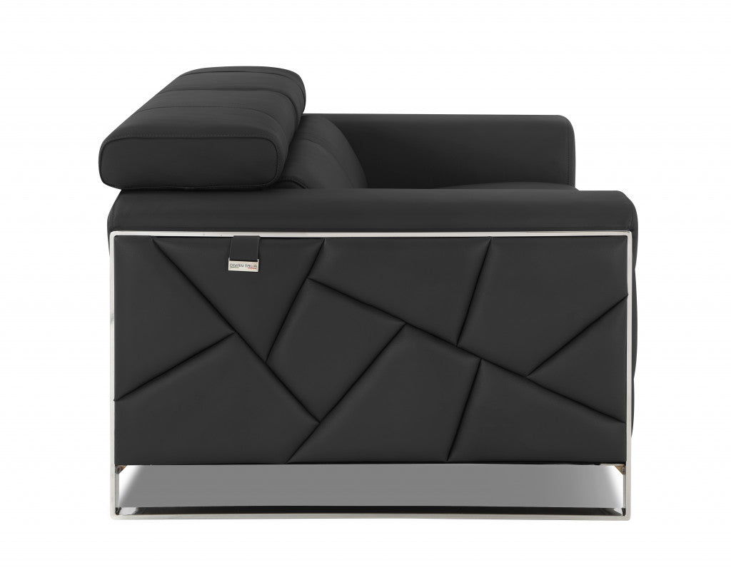 HomeRoots Mod Charcoal Gray Leather and Chrome Deco Accent Chair