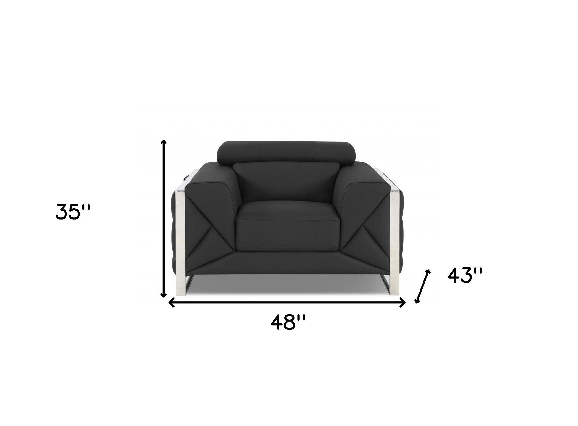 HomeRoots Mod Charcoal Gray Leather and Chrome Deco Accent Chair