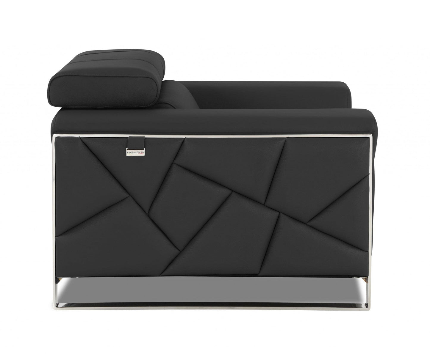 HomeRoots Mod Charcoal Gray Leather and Chrome Deco Accent Chair