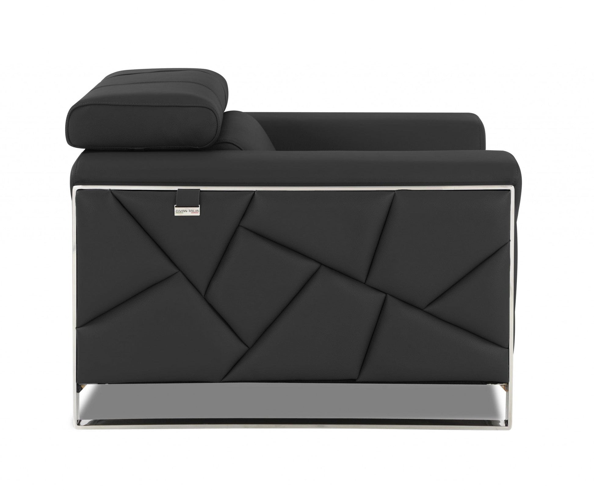 HomeRoots Mod Charcoal Gray Leather and Chrome Deco Accent Chair