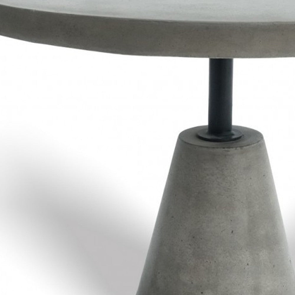 HomeRoots Mod Gray Concrete and Black Metal Pedestal End Table