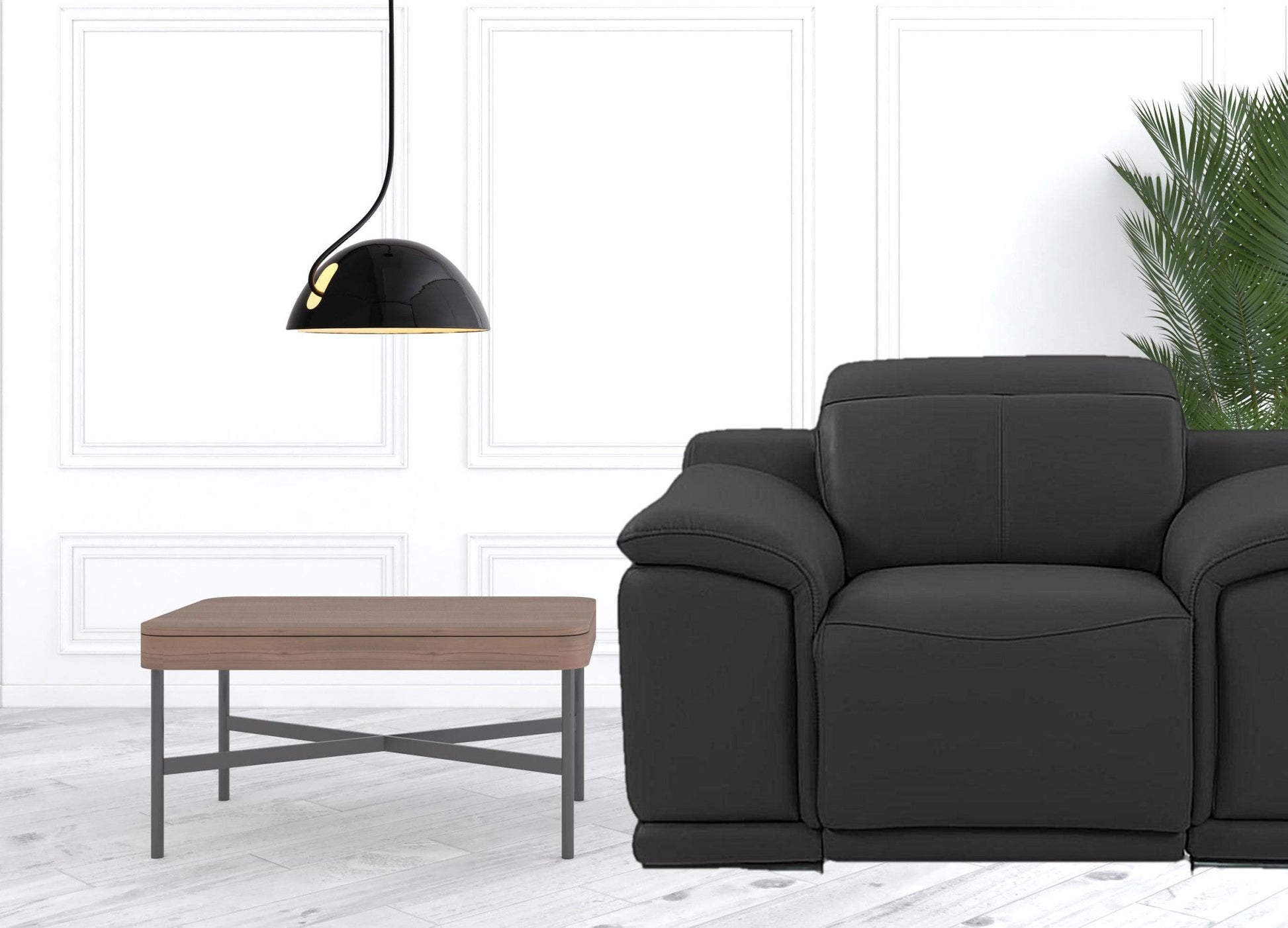 HomeRoots Mod Italian Leather Recliner Chair in Charcoal Gray Finish
