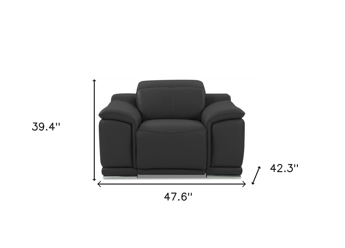 HomeRoots Mod Italian Leather Recliner Chair in Charcoal Gray Finish