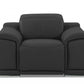 HomeRoots Mod Italian Leather Recliner Chair in Charcoal Gray Finish