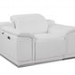 HomeRoots Mod Italian Leather Recliner Chair in Winter White Finish