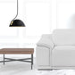HomeRoots Mod Italian Leather Recliner Chair in Winter White Finish