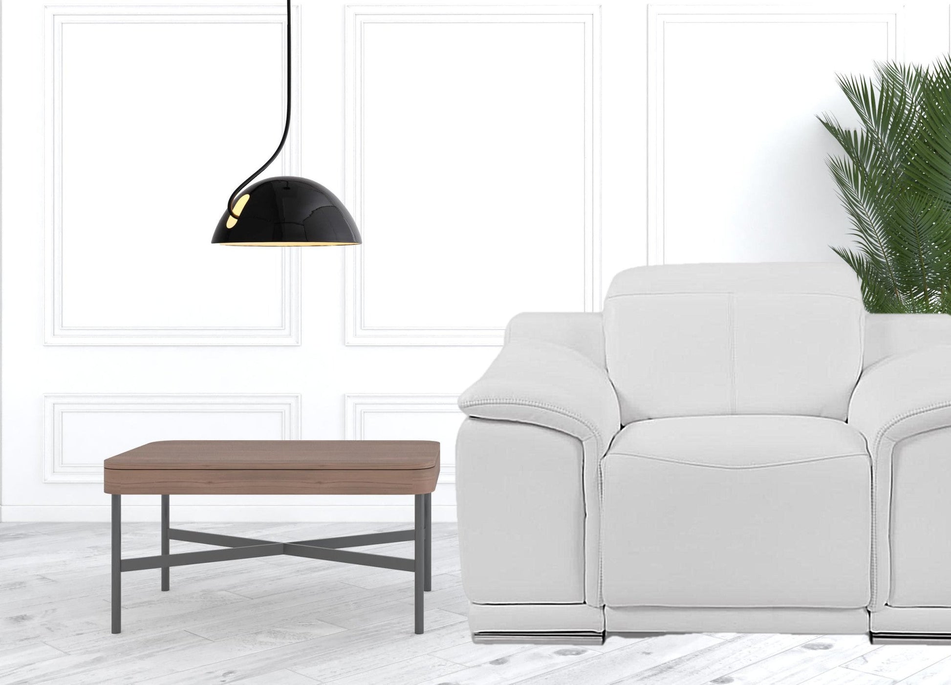 HomeRoots Mod Italian Leather Recliner Chair in Winter White Finish