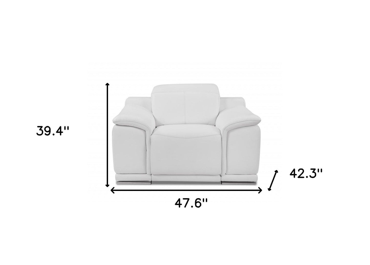 HomeRoots Mod Italian Leather Recliner Chair in Winter White Finish