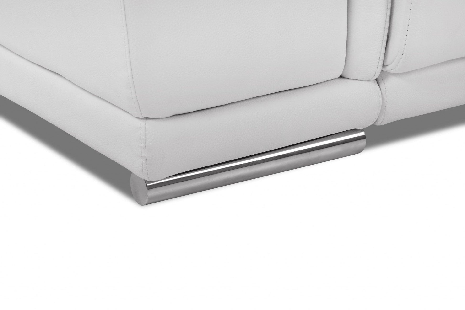 HomeRoots Mod Italian Leather Recliner Chair in Winter White Finish