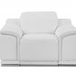 HomeRoots Mod Italian Leather Recliner Chair in Winter White Finish