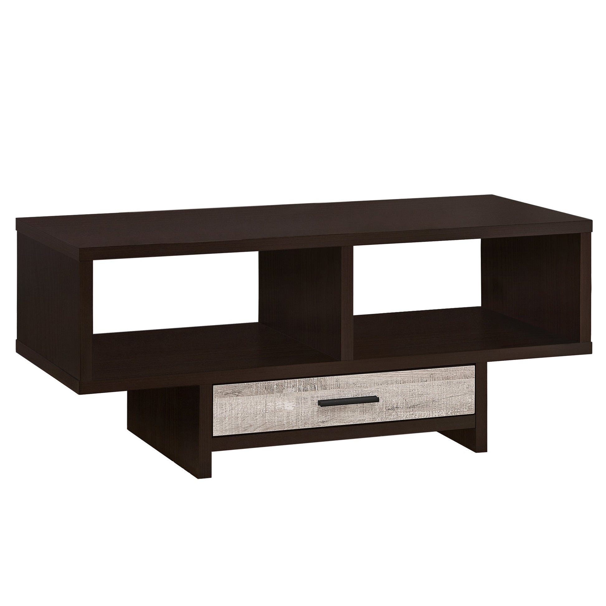 HomeRoots Mod Open Cubby and Drawer Cappuccino Finish Coffee Table