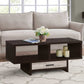 HomeRoots Mod Open Cubby and Drawer Cappuccino Finish Coffee Table