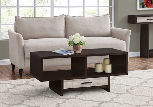 HomeRoots Mod Open Cubby and Drawer Cappuccino Finish Coffee Table