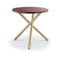 HomeRoots Mod Round Maroon and Light Wood Side Table