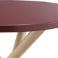 HomeRoots Mod Round Maroon and Light Wood Side Table