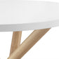 HomeRoots Mod Round White and Light Wood Side Table