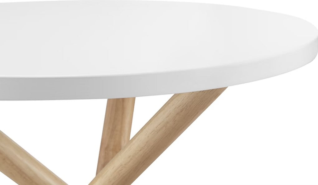 HomeRoots Mod Round White and Light Wood Side Table
