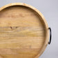 HomeRoots Mod Round Wooden Tray with Iron Handles