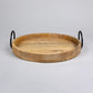 HomeRoots Mod Round Wooden Tray with Iron Handles
