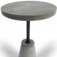 HomeRoots Mod Textured Gray Concrete and Black Metal Pedestal End Table