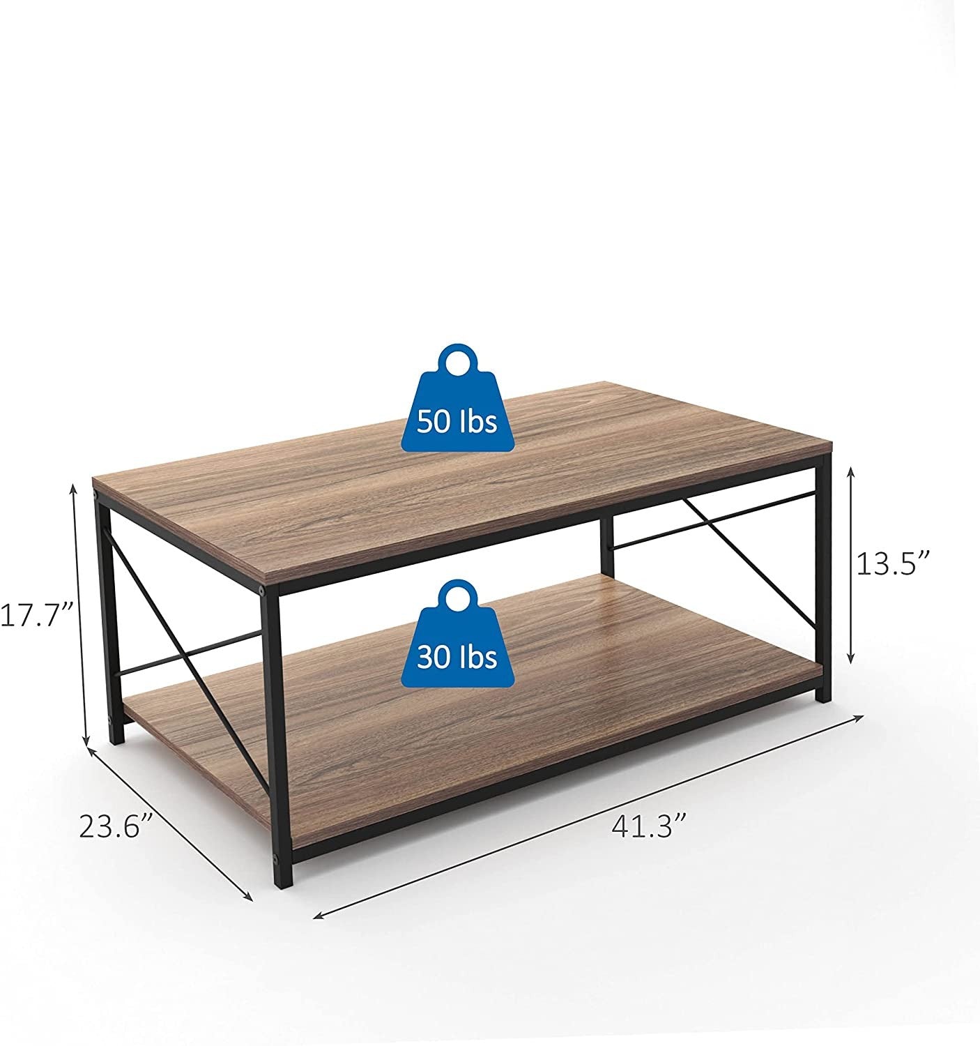 HomeRoots Mod Walnut and Black Coffee Table with Shelf