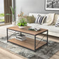 HomeRoots Mod Walnut and Black Coffee Table with Shelf