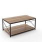 HomeRoots Mod Walnut and Black Coffee Table with Shelf