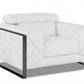 HomeRoots Mod Winter White Leather and Chrome Deco Accent Chair