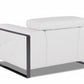 HomeRoots Mod Winter White Leather and Chrome Deco Accent Chair