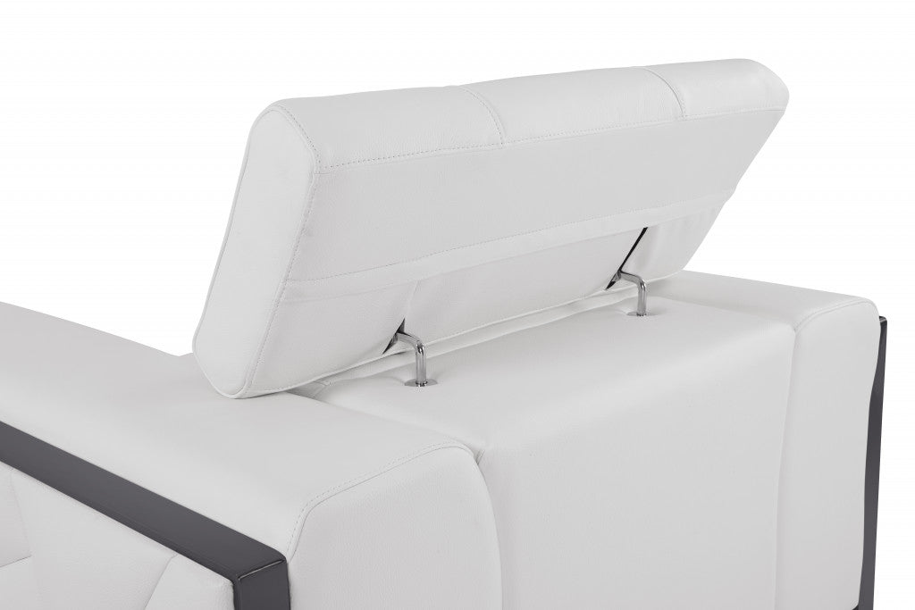HomeRoots Mod Winter White Leather and Chrome Deco Accent Chair