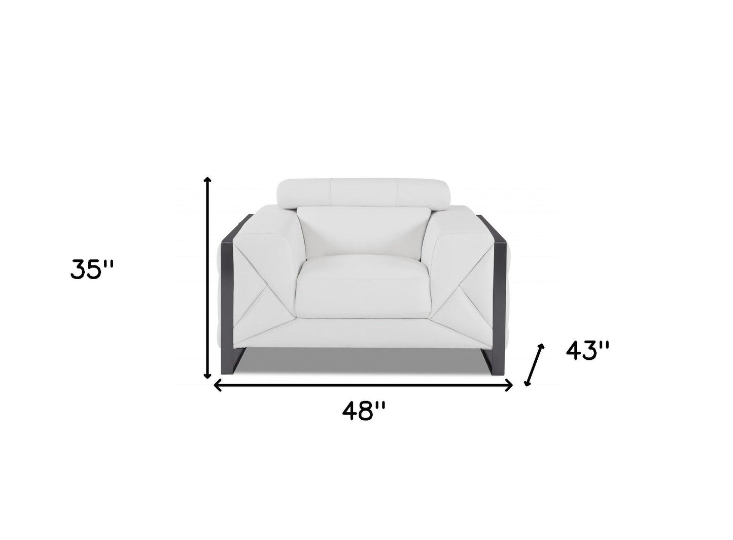 HomeRoots Mod Winter White Leather and Chrome Deco Accent Chair