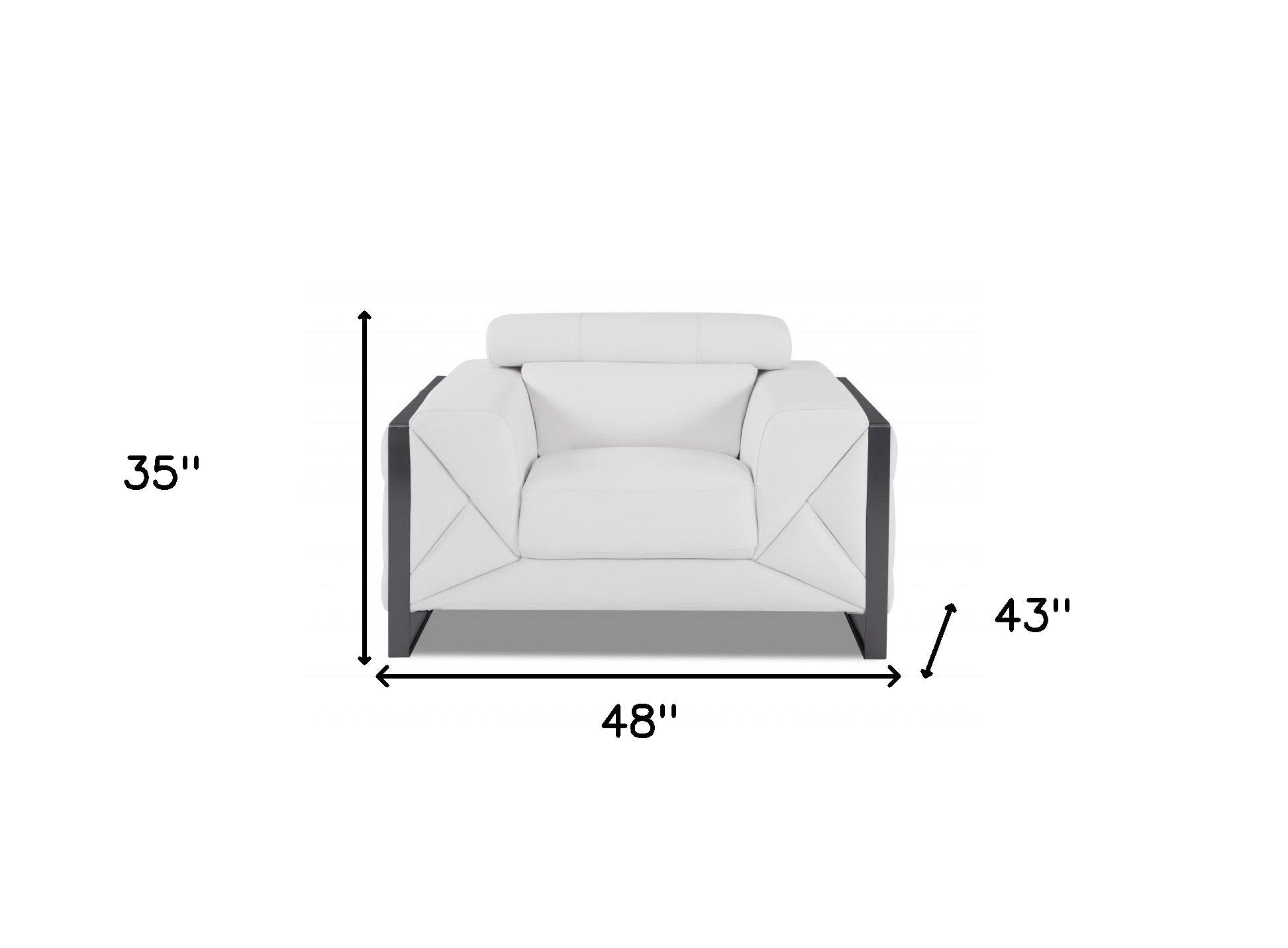 HomeRoots Mod Winter White Leather and Chrome Deco Accent Chair