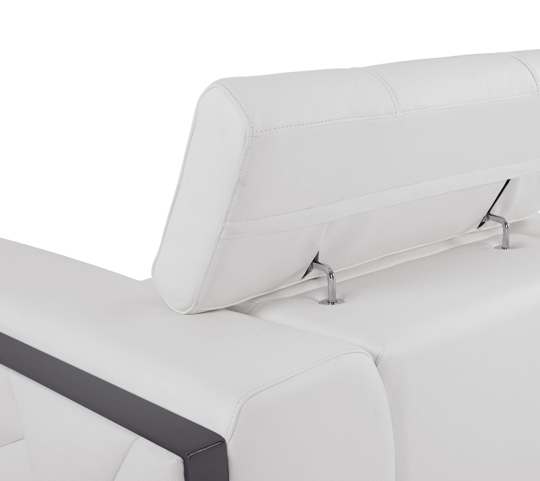 HomeRoots Mod Winter White Leather and Chrome Deco Accent Chair