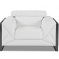 HomeRoots Mod Winter White Leather and Chrome Deco Accent Chair